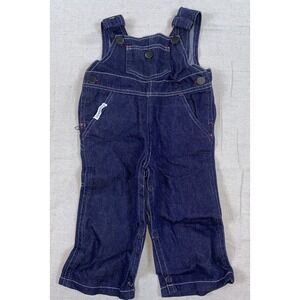 Vintage Woolco Baby Overalls Denim 12M Whale Logo Snap Leg